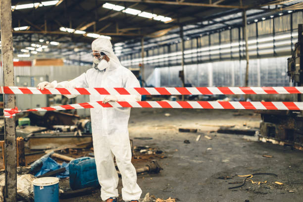 Professional Sewage Cleanup technician working in Bay City, TX